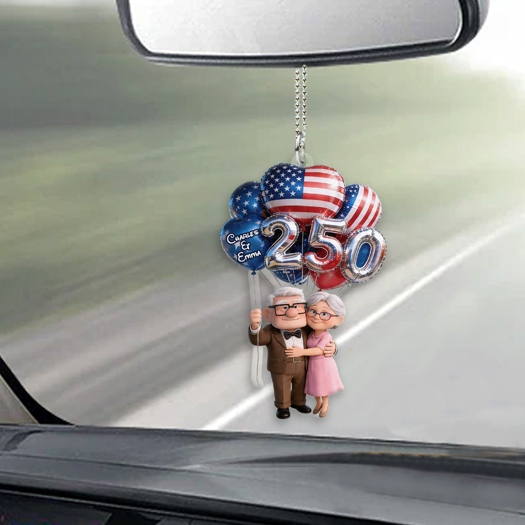 Hanging Balloons Old Couple 250 - Personalized Up Movie Couple Transparent Car Ornament