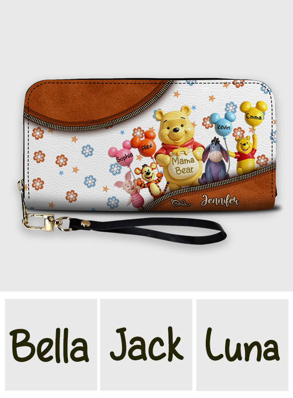 Mama Bear - Personalized Mouse Leather Long Wallet