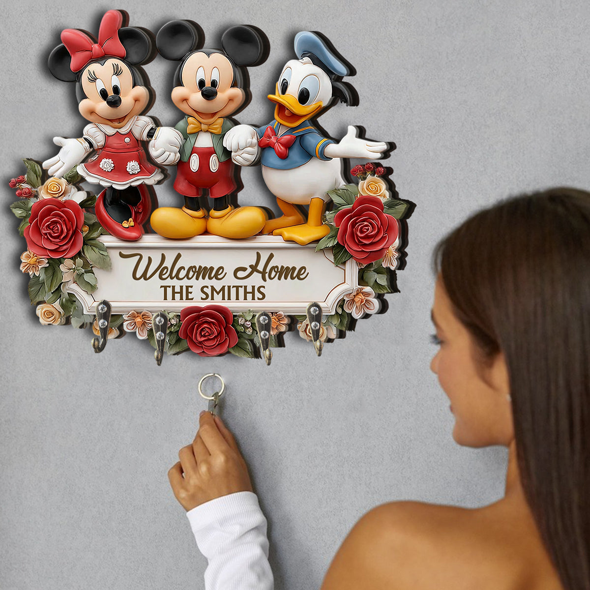 Welcome Home - Personalized Mouse Custom Shaped Key Rack