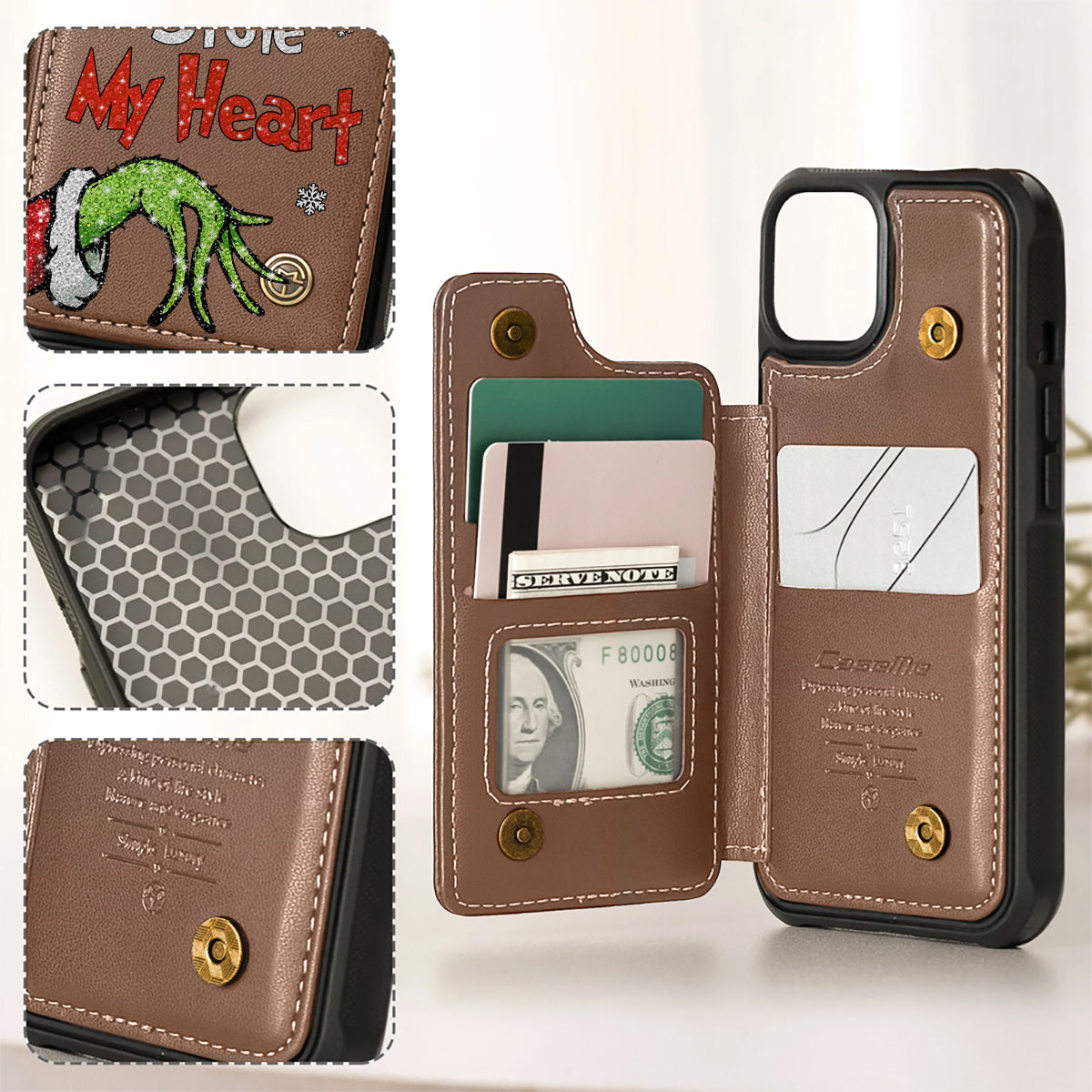 My Grandkids Kids Baby... Stole My Heart - Personalized Stole Christmas Phone Wallet With Charms