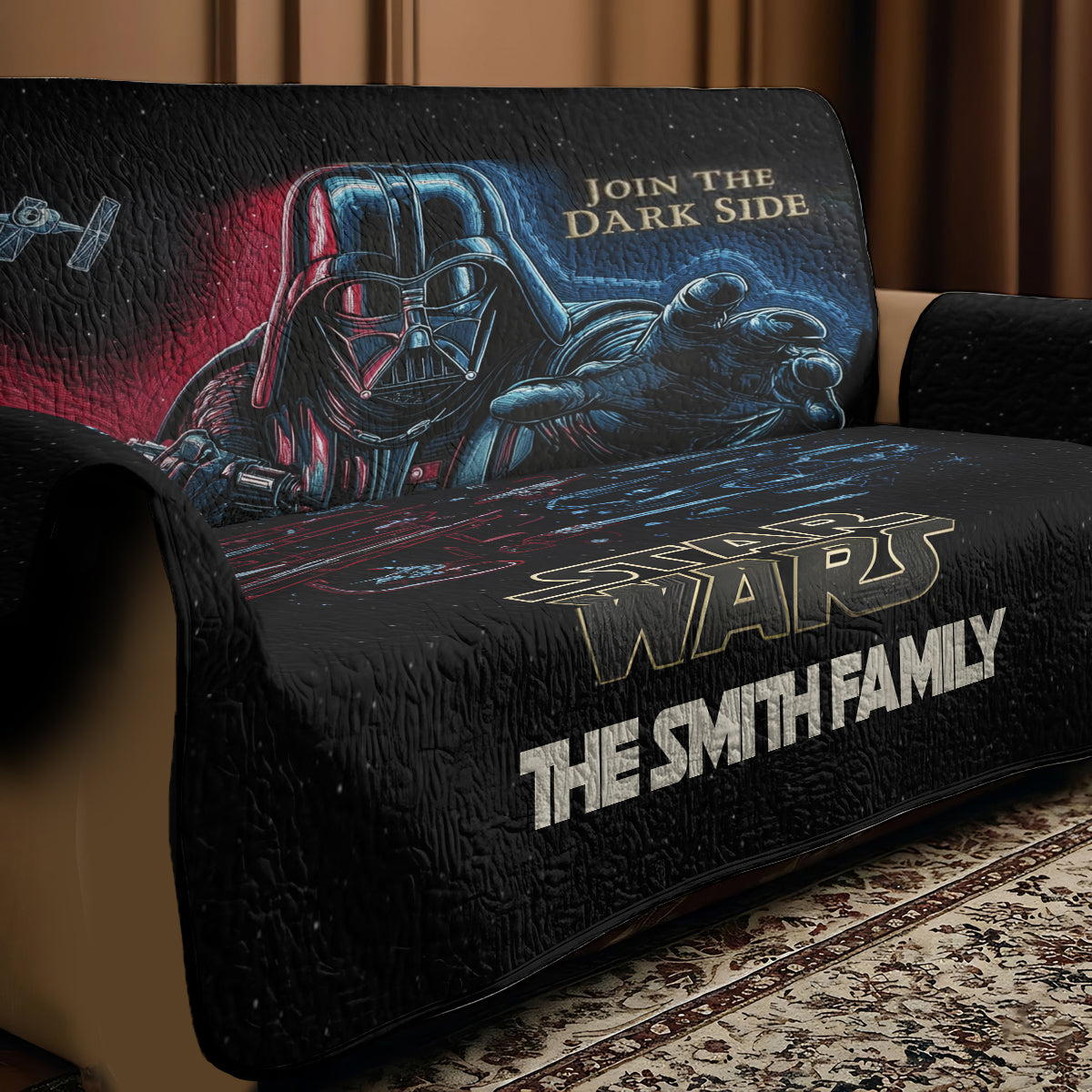 Join The Dark Side - Personalized The Force Quilted Sofa/Couch Cover