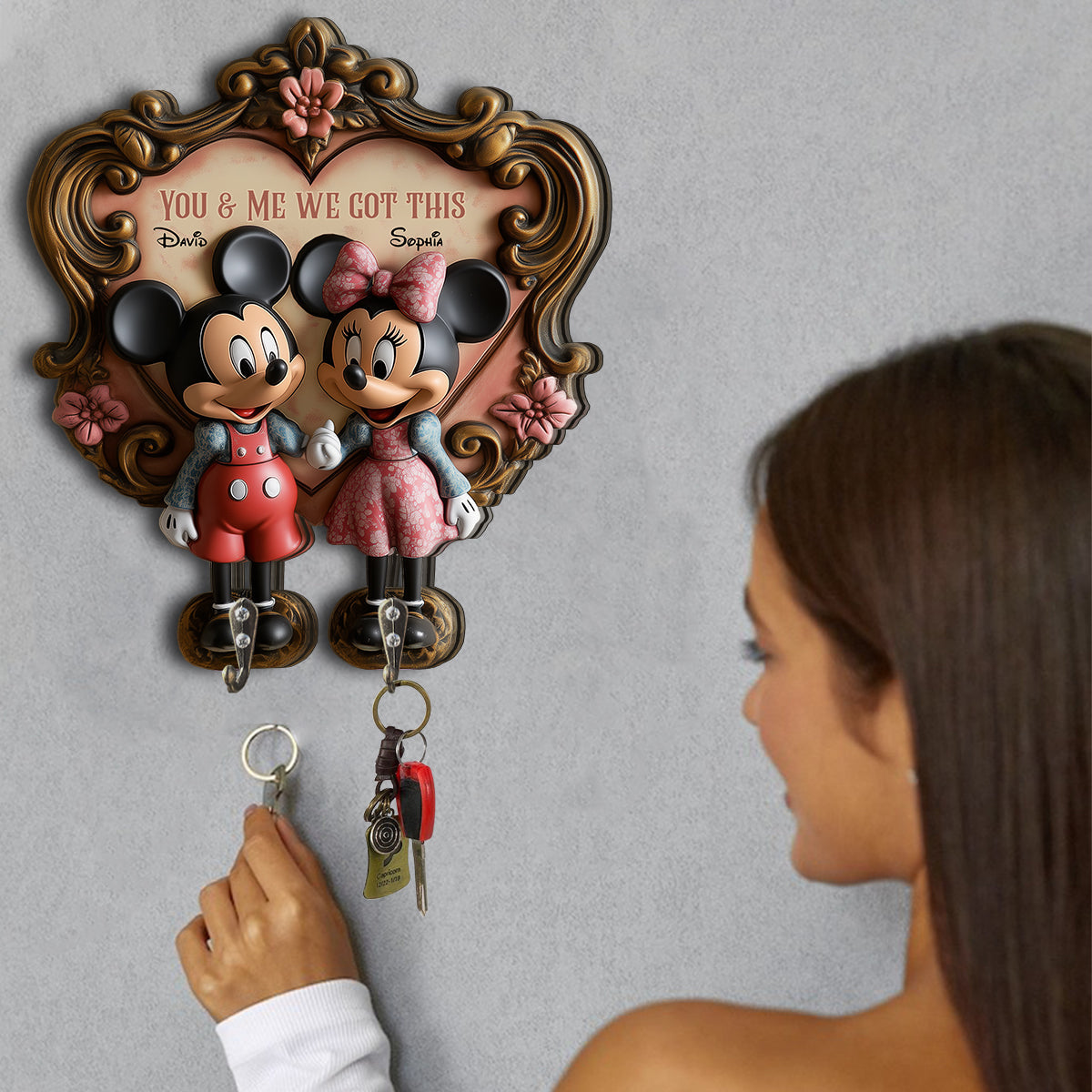 You & Me We Got This - Personalized Mouse Custom Shaped Key Rack