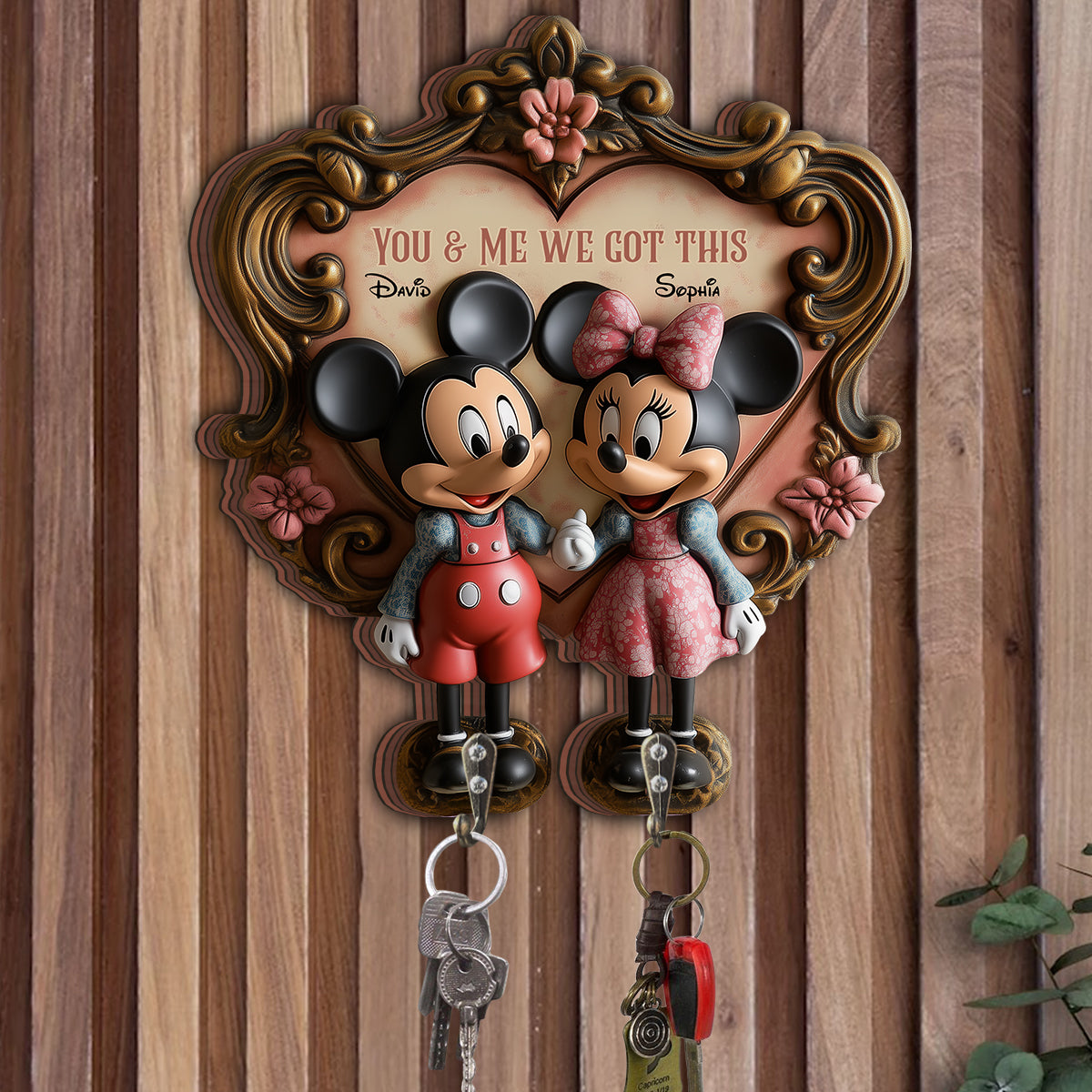 You & Me We Got This - Personalized Mouse Custom Shaped Key Rack