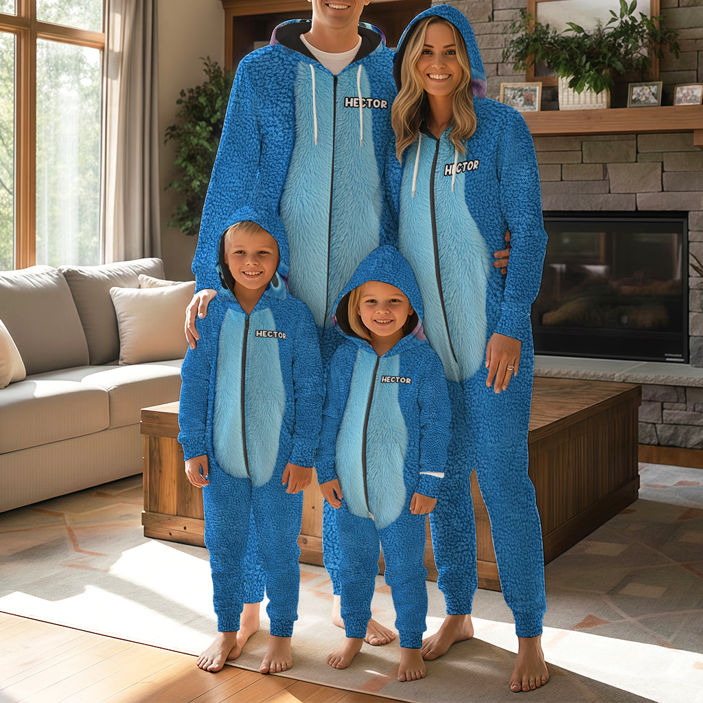 Cartoon Couple - Personalized Ohana Hooded Jumpsuit