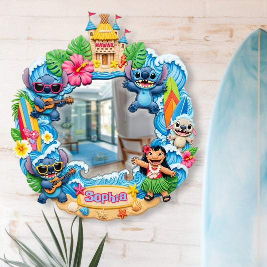 Tropical Alien Adventure - Personalized Ohana Wall Hanging Mirror