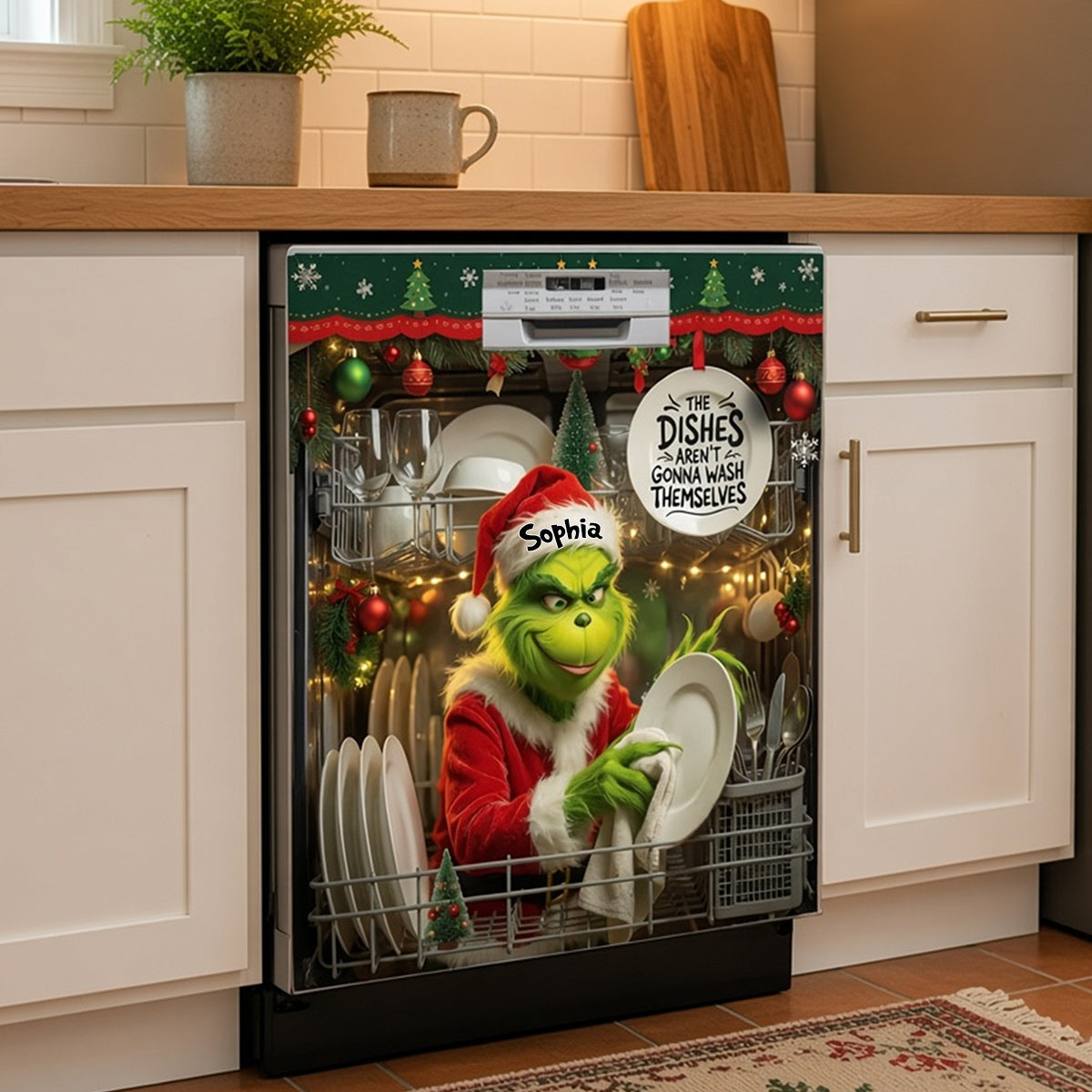 The Dishes Aren't Gonna Clean Themselves - Personalized Stole Christmas Dishwasher Cover