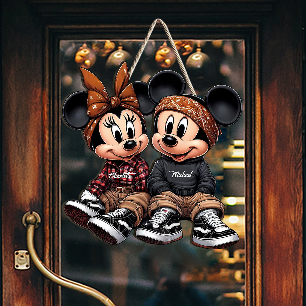 Chicano Mouse Couple - Personalized Mouse Custom Shaped Wood Sign