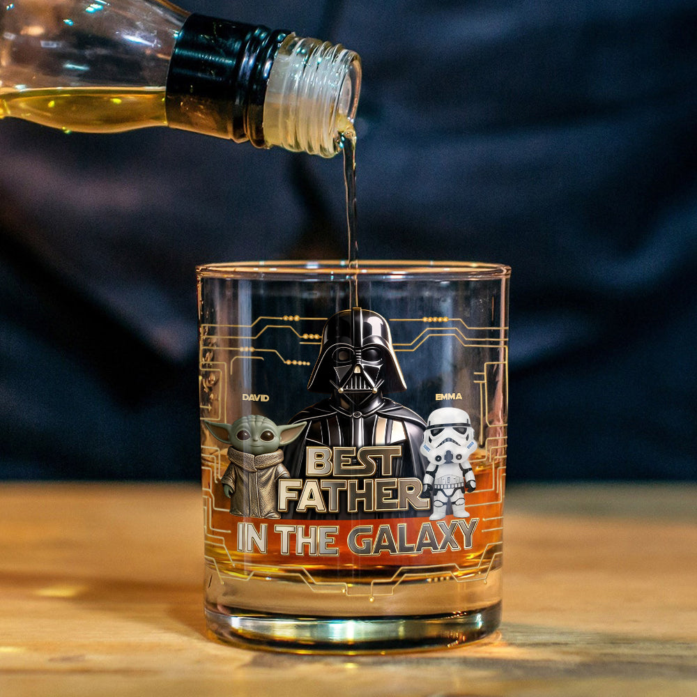 Best Dad Ever - Personalized The Force Whiskey Glass