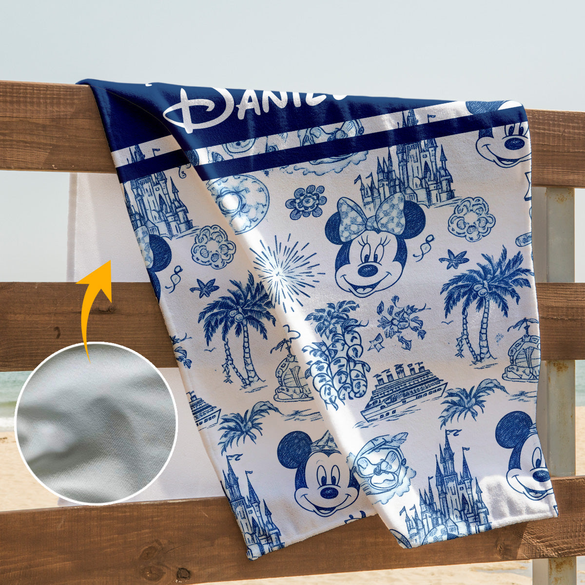 Magical Love Toile De Jouy - Personalized Mouse Quick-dry Beach Towel/ Bath Towel