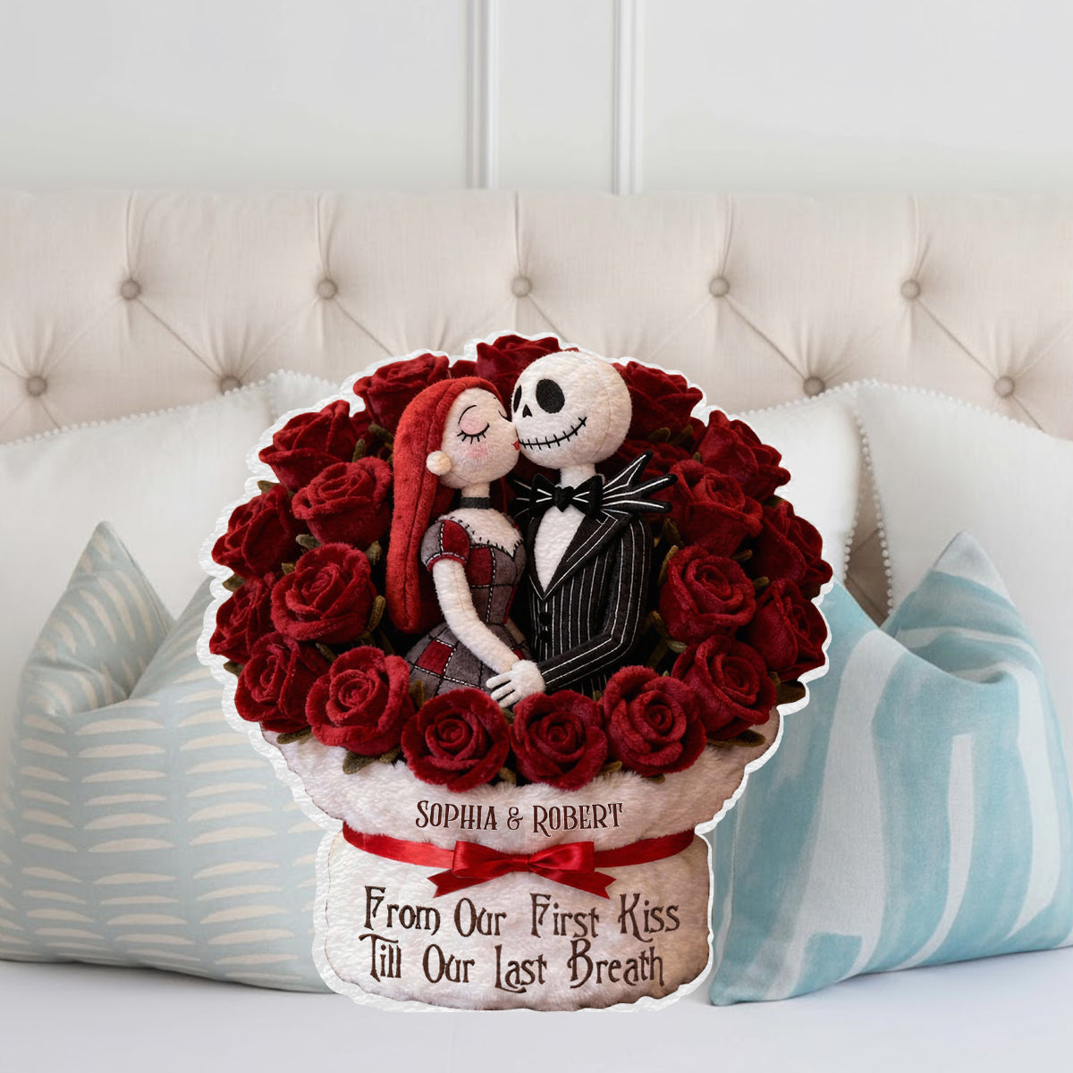 From Our First Kiss - Personalized Nightmare Faux Fur Shaped Pillow