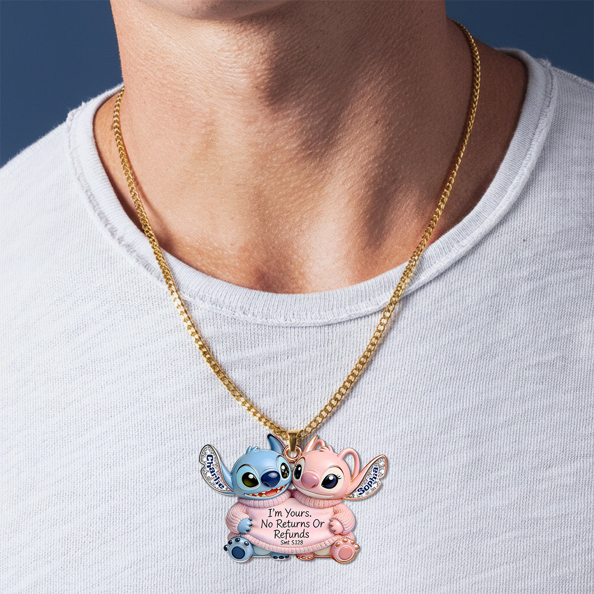 I'm Yours - Personalized Ohana Shaped Metal Pendant Necklace