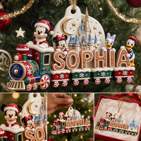 Magical Mouse Ears Name Train Letter - Personalized Mouse Premium 3D Ornament