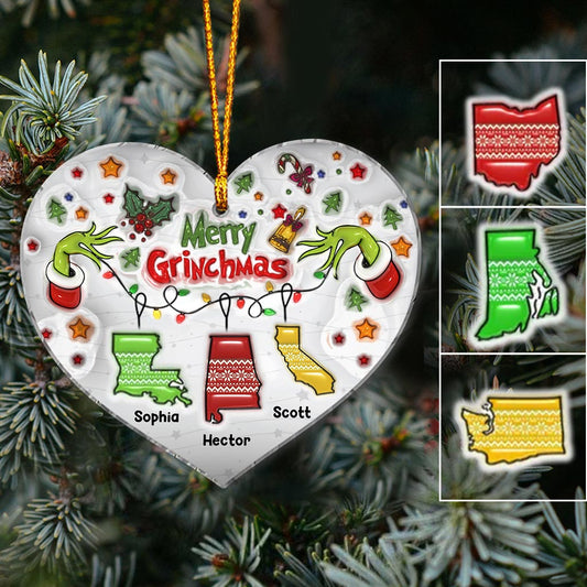 Merry Grinchmas - Personalized Family Ornament