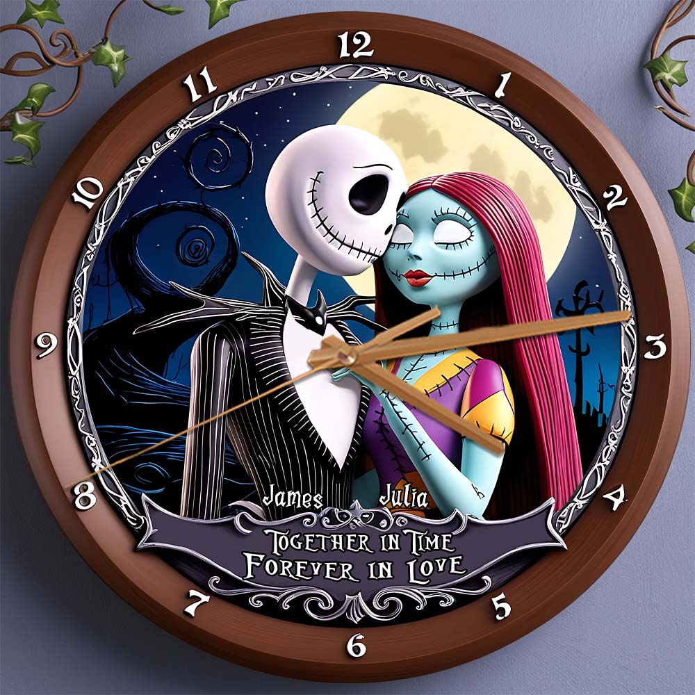 Together in Time, Forever in Love - Personalized Nightmare Wall Clock