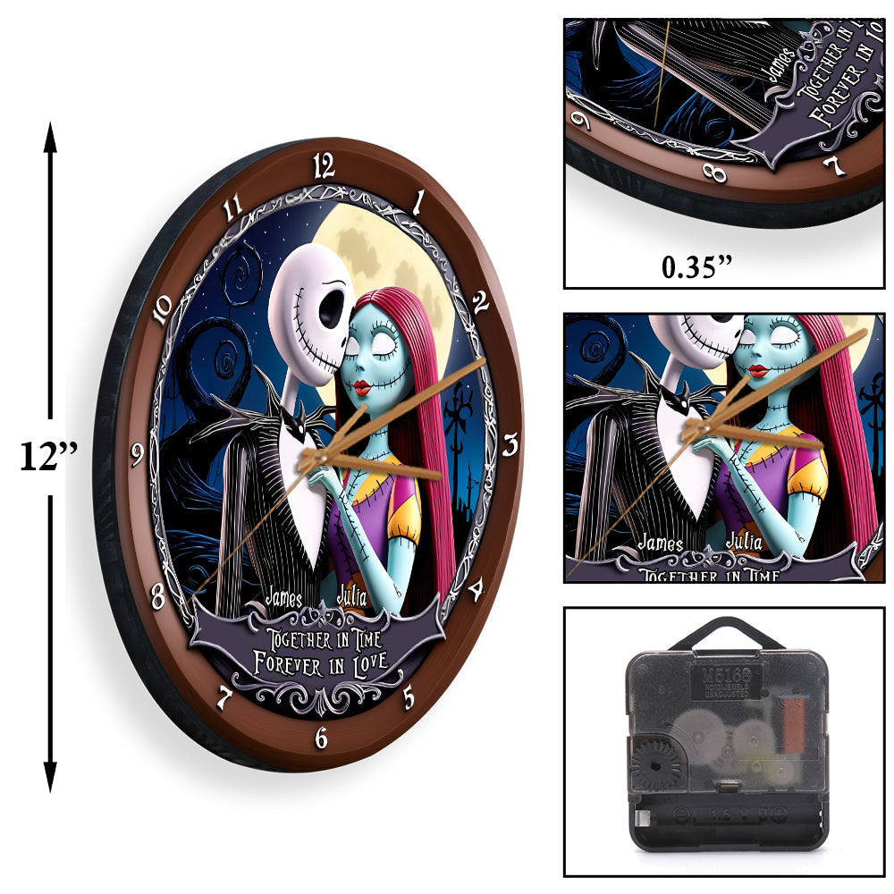 Together in Time, Forever in Love - Personalized Nightmare Wall Clock