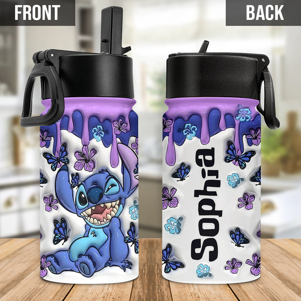 Cute Monster Custom Name - Personalized Ohana Kids Water Bottle