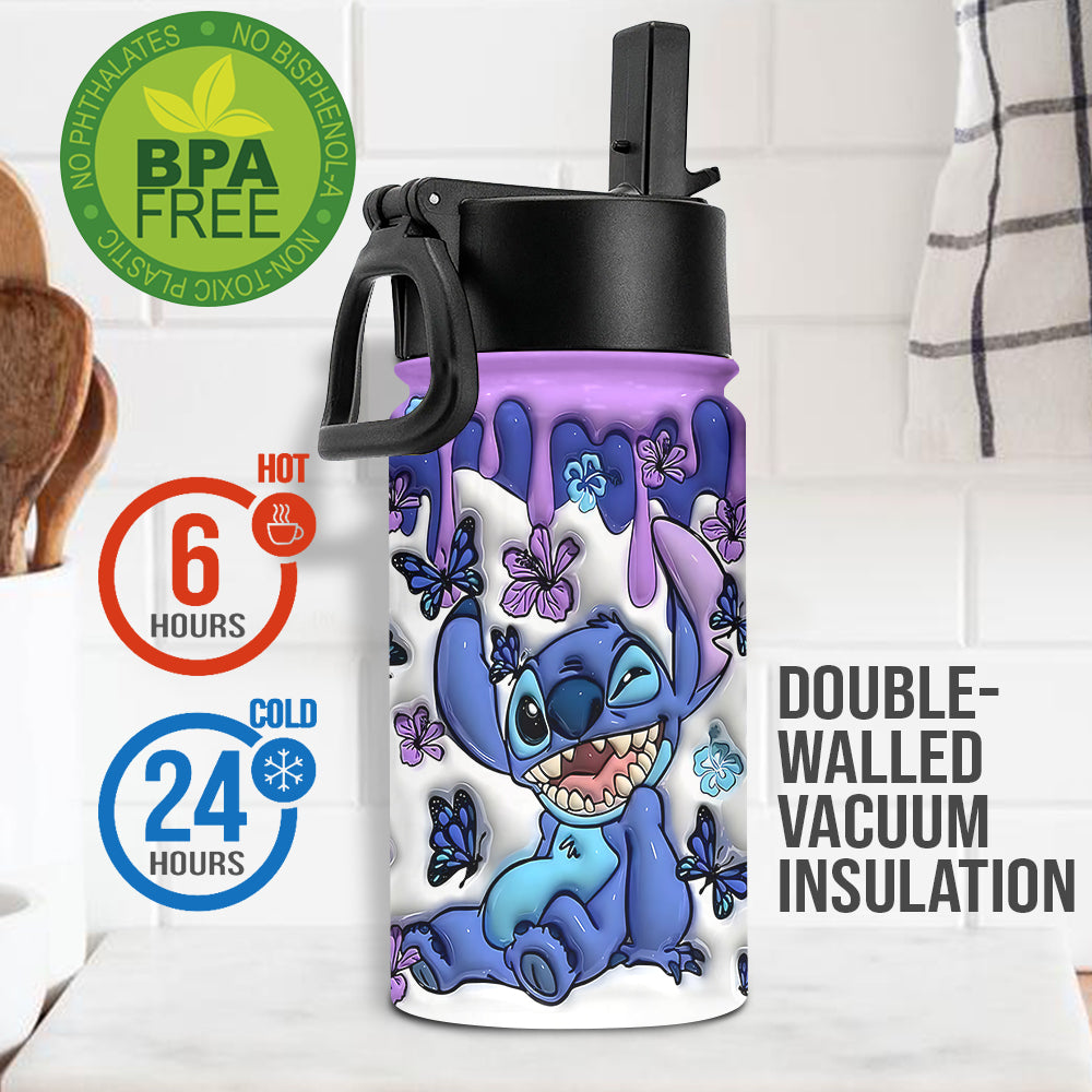 Cute Monster Custom Name - Personalized Ohana Kids Water Bottle