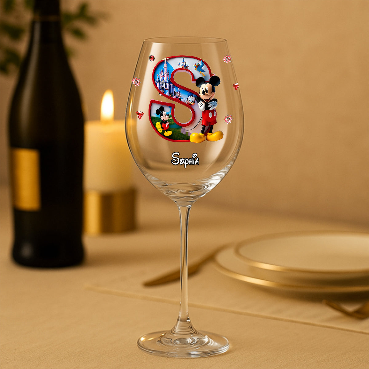 Merry Christmas - Personalized Mouse Wine Glass With Long Stem