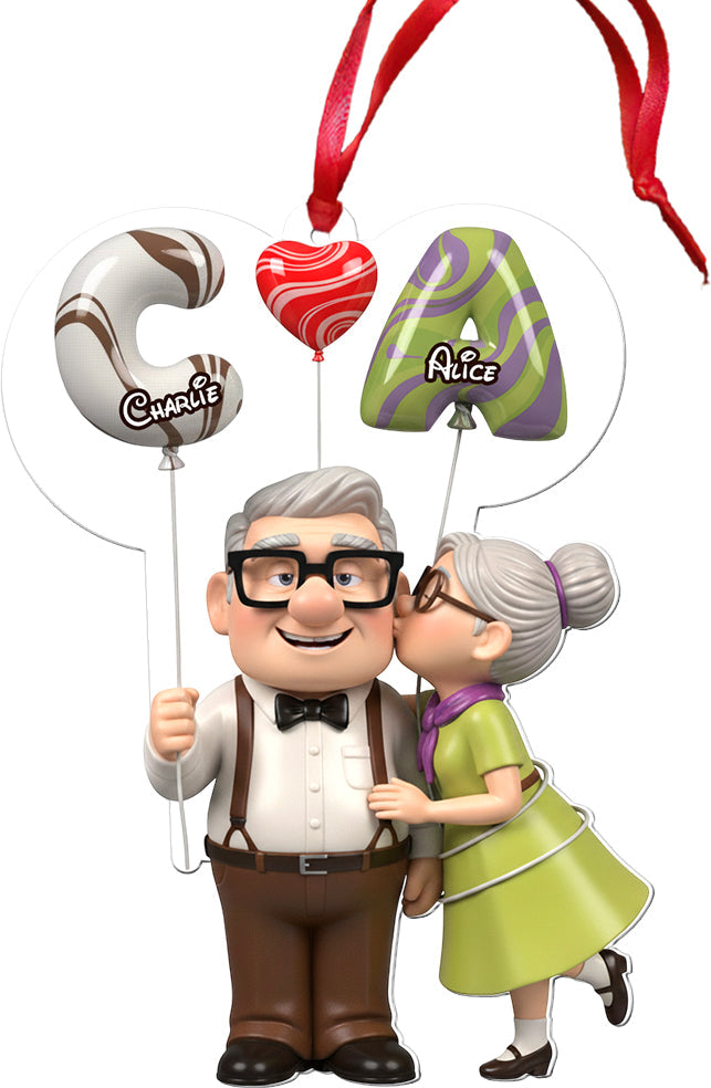 Sweet Love Balloon - Personalized Couple Transparent Ornament
