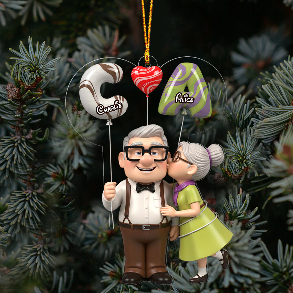 Sweet Love Balloon - Personalized Couple Transparent Ornament