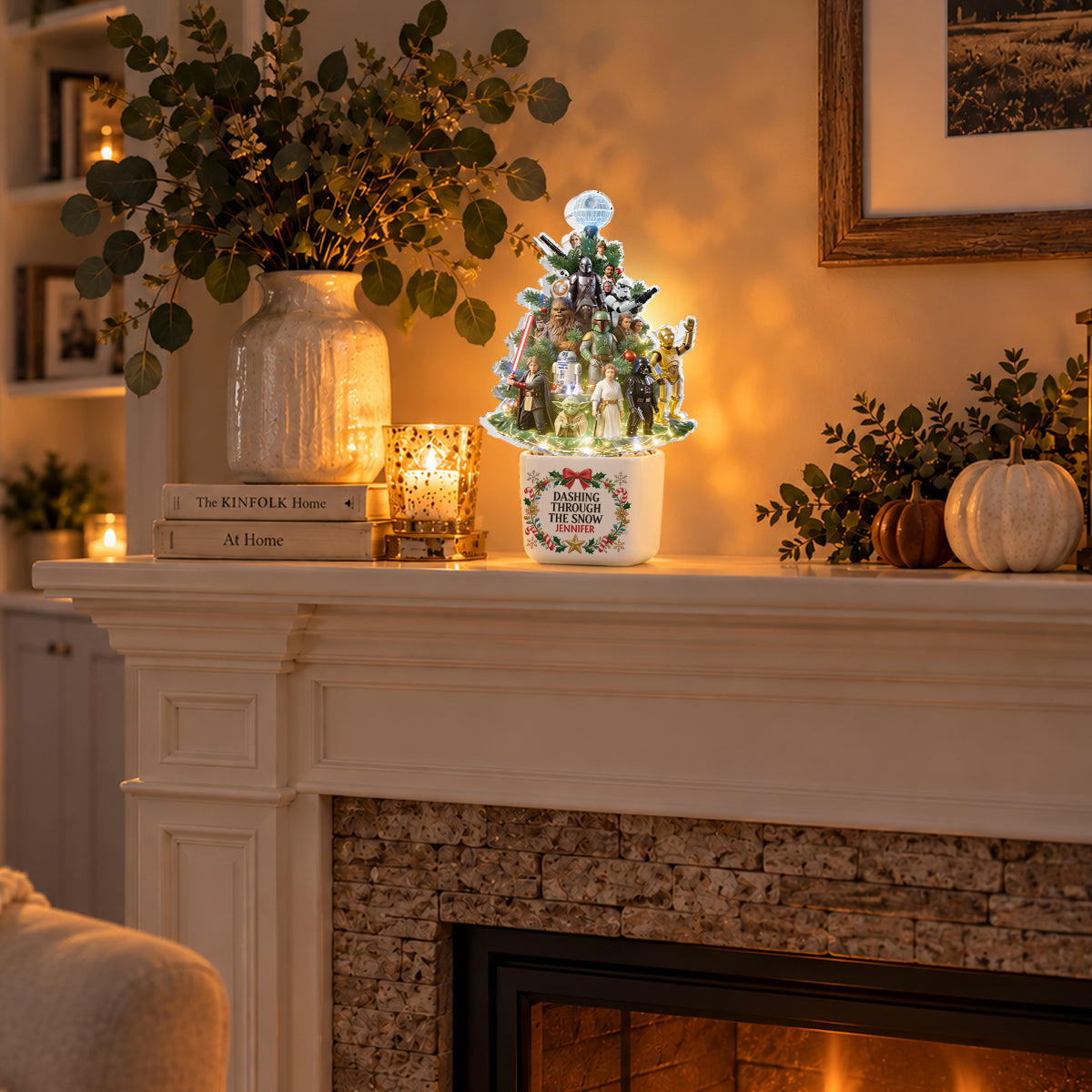 Dashing Through The Snow - Personalized The Force LED Light Ceramic Pot