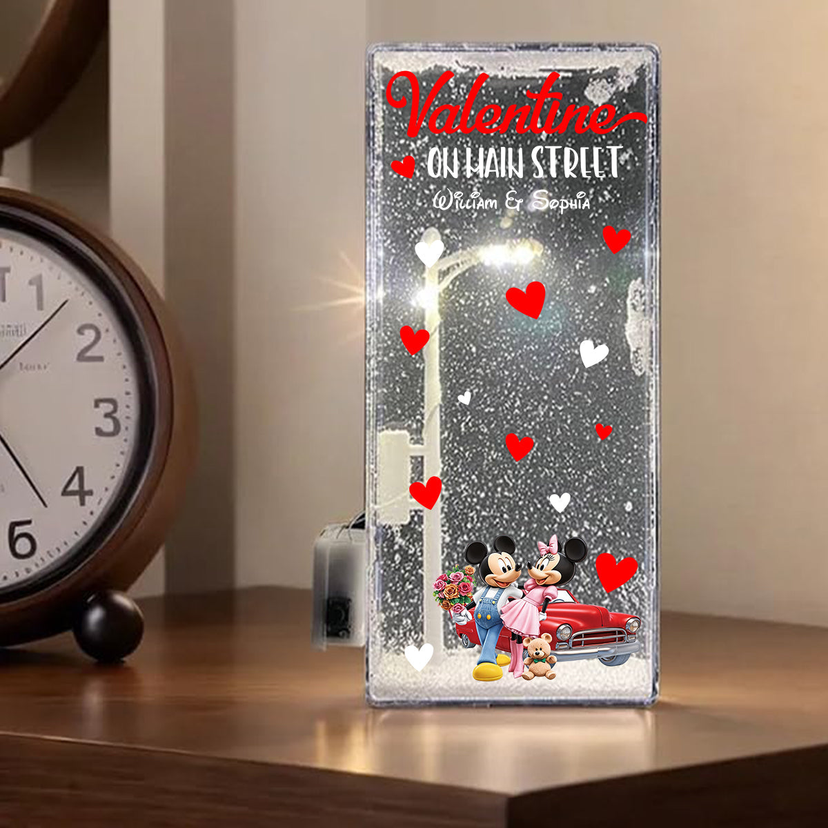 Valentine On Main Street - Personalized Mouse Snowflake Night Light
