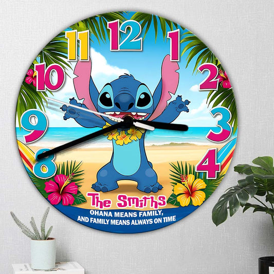 Ohana Means Family, and Family Means Always on Time - Personalized Ohana Wall Clock