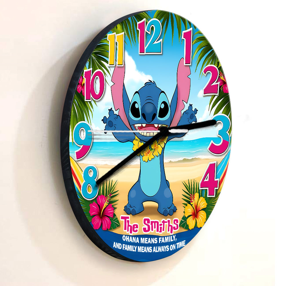 Ohana Means Family, and Family Means Always on Time - Personalized Ohana Wall Clock