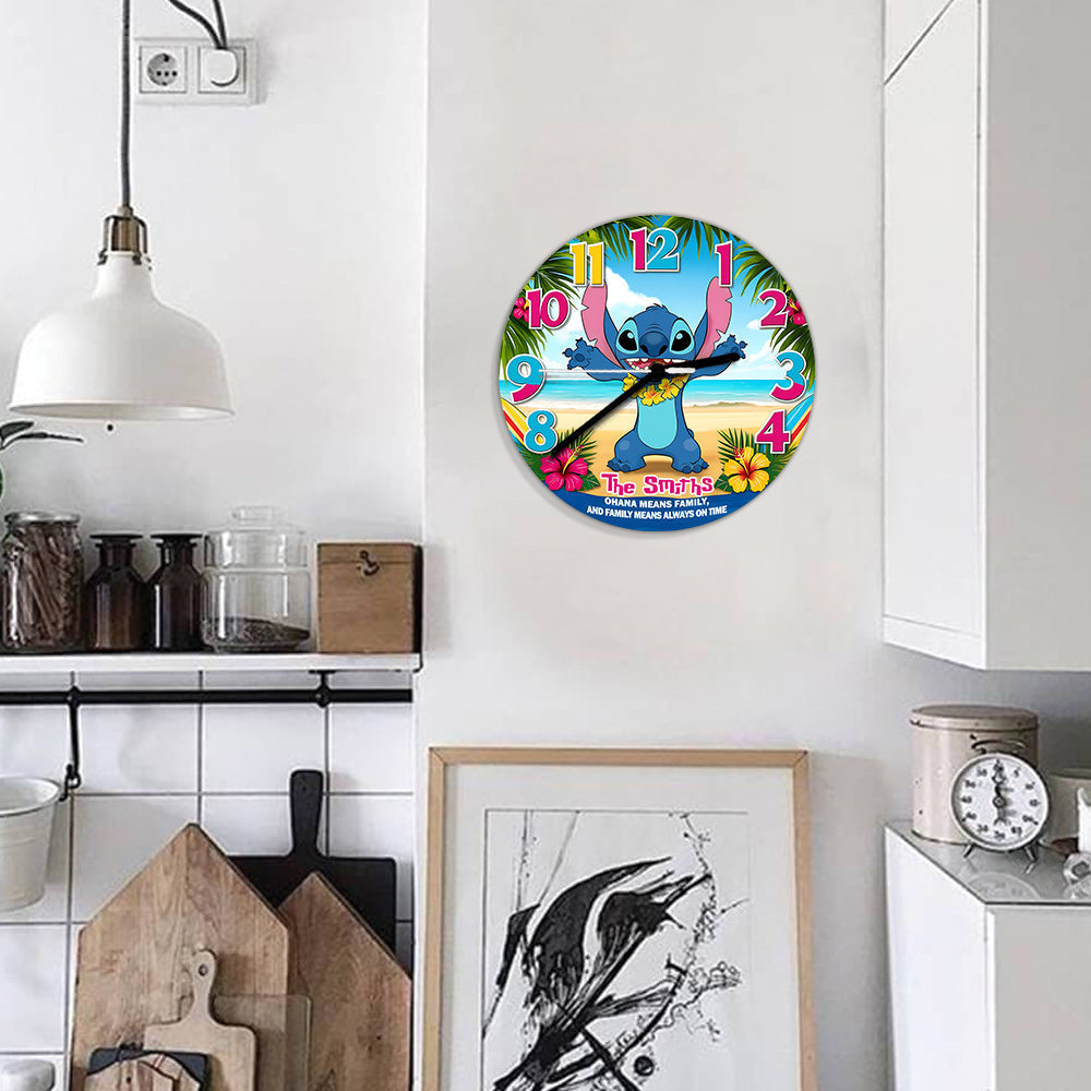 Ohana Means Family, and Family Means Always on Time - Personalized Ohana Wall Clock