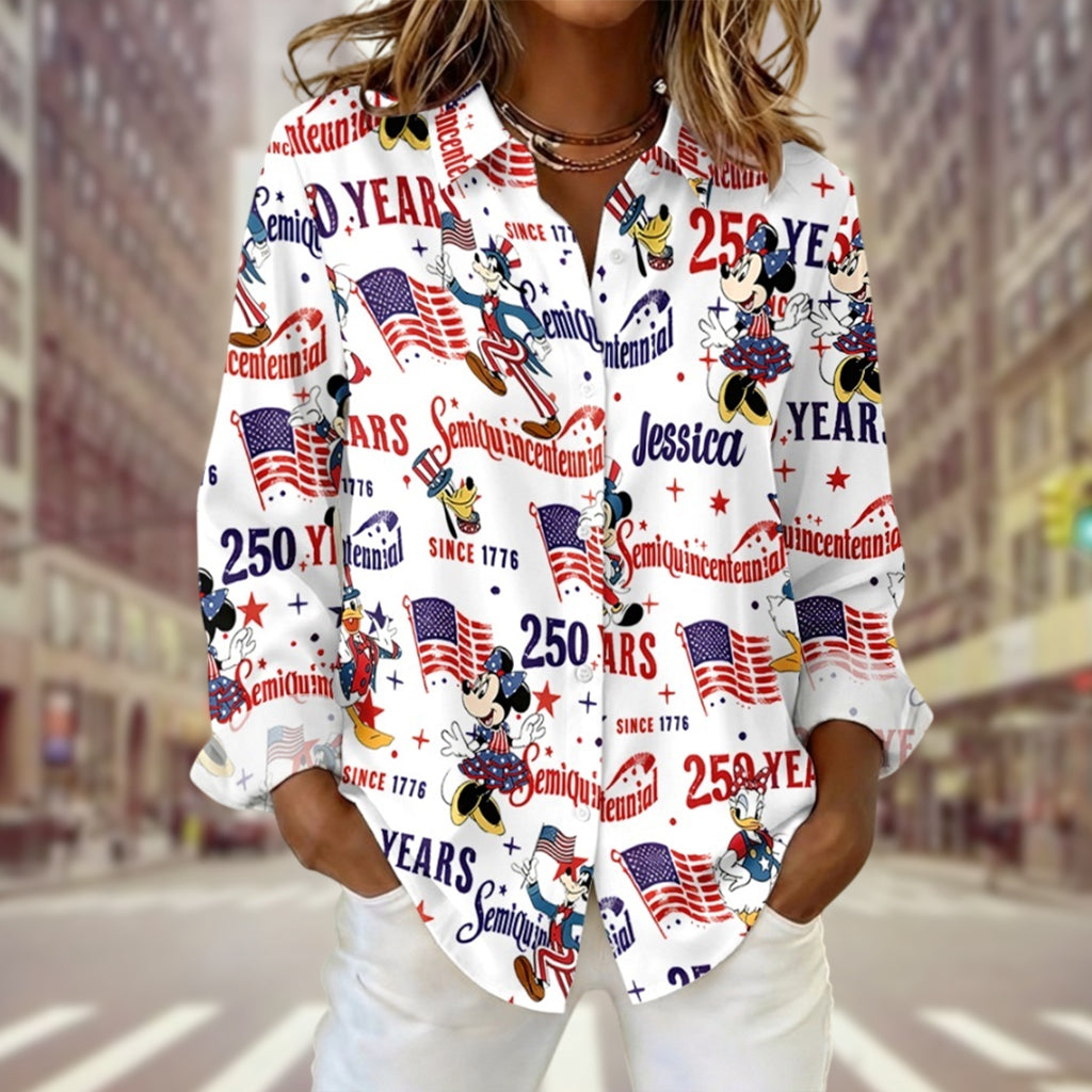 USA 250th Anniversary - Personalized Mouse Button-Up Shirt