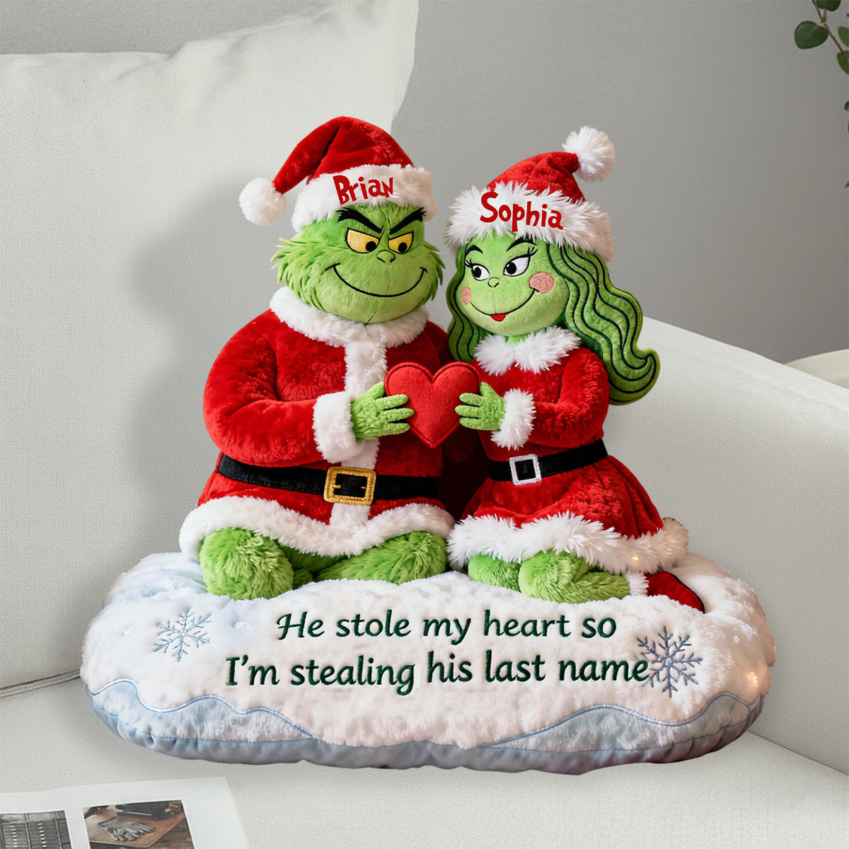 He Steal My Heart - Personalized Stole Christmas Faux Fur Shaped Pillow
