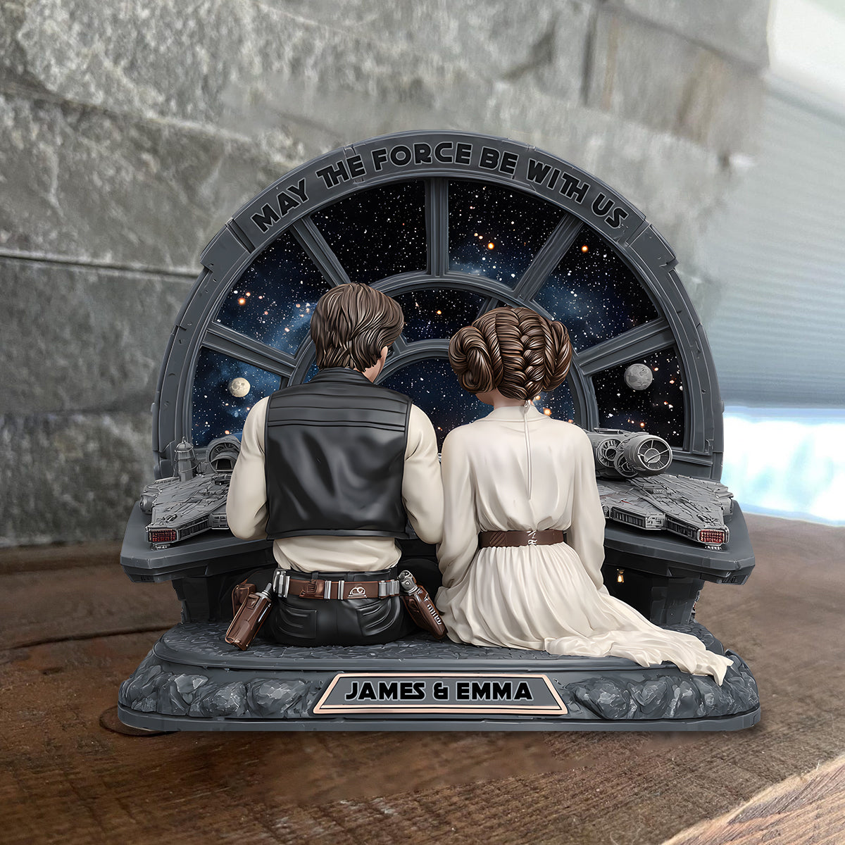 Couple Gift - May The Force Be With Us - Personalized The Force Custom Shaped Wood Plaque