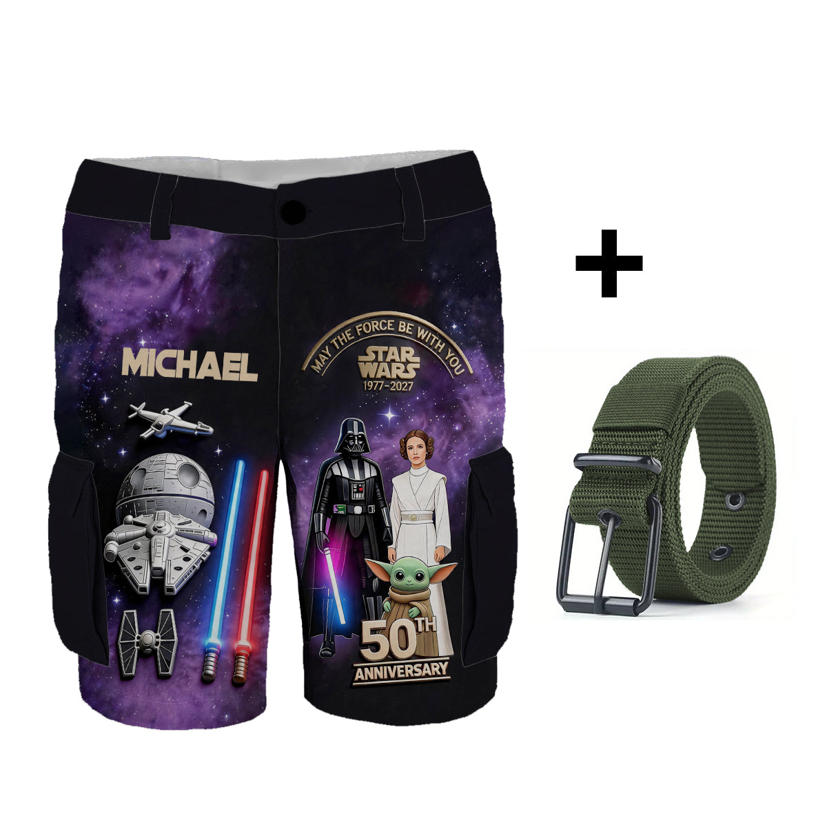 May The Force Be With You - Personalized The Force Cargo Shorts With Belt