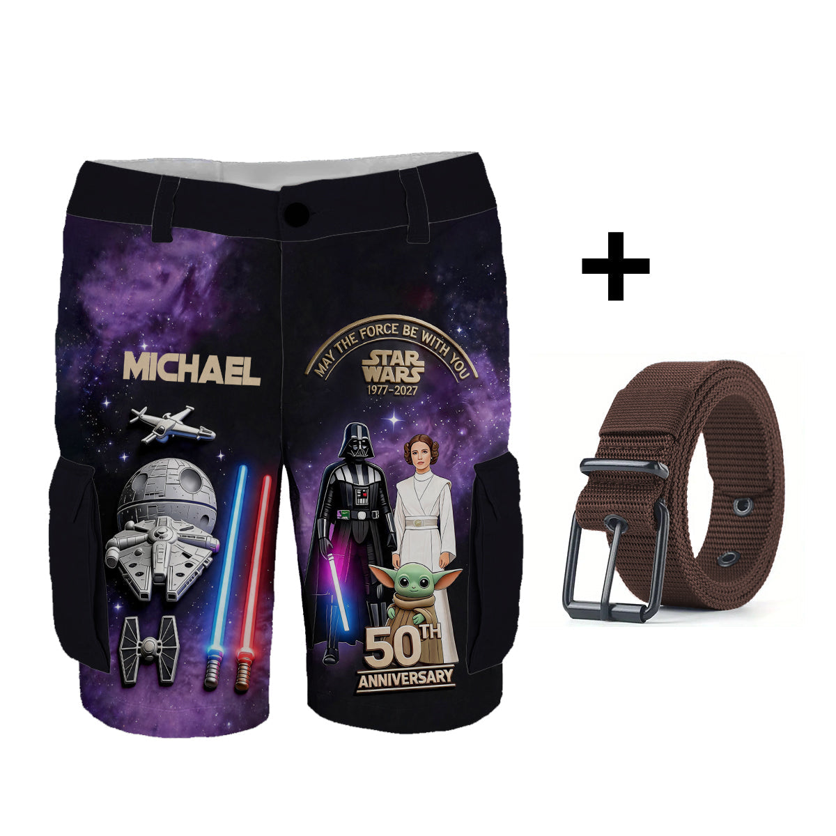 May The Force Be With You - Personalized The Force Cargo Shorts With Belt