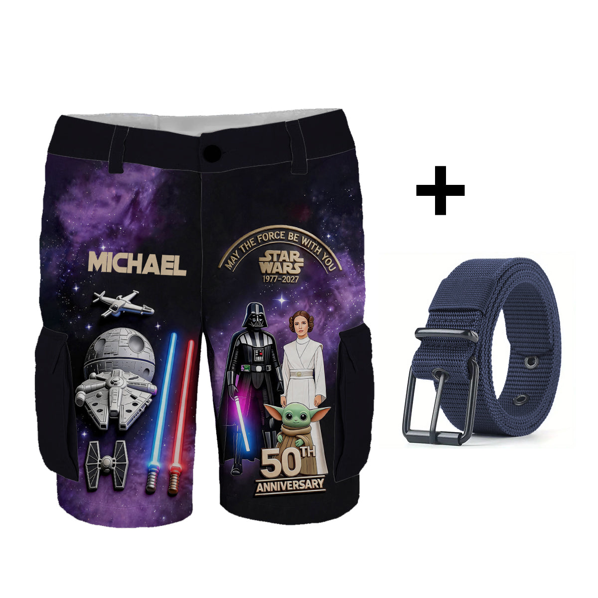 May The Force Be With You - Personalized The Force Cargo Shorts With Belt