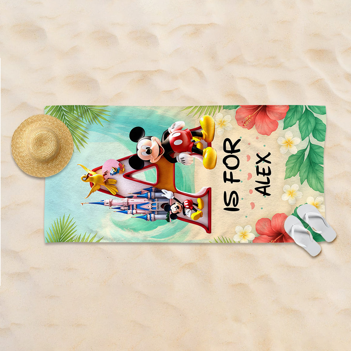 Magic Alphabet Summer Vibe - Personalized Mouse Quick-dry Beach Towel/ Bath Towel
