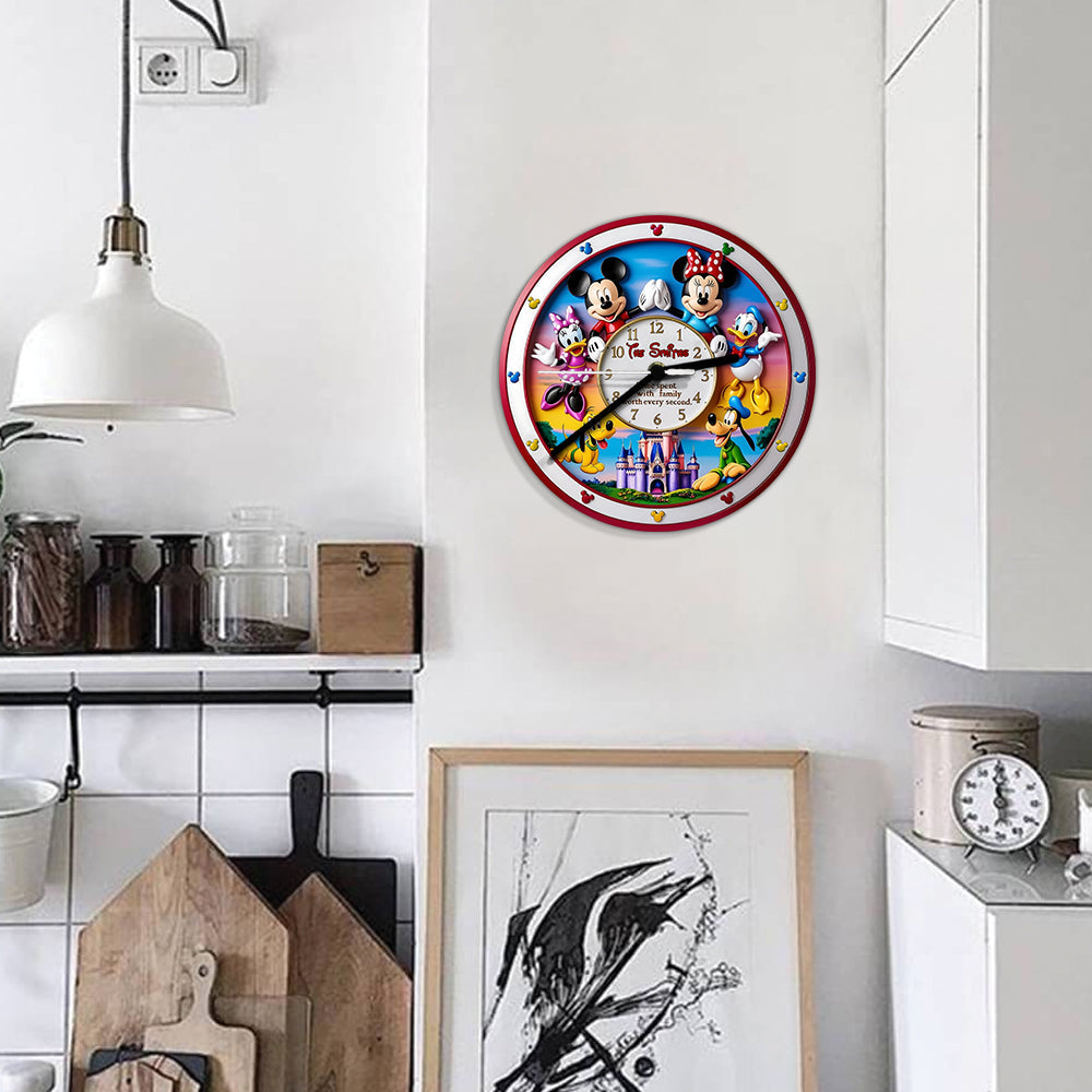 Time Spent With Family Worth Every Second - Personalized Mouse Wall Clock