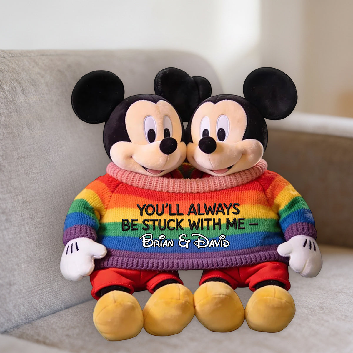 Love Is Love Mouse Couple - Personalized Mouse Premium Faux Fur Pillow