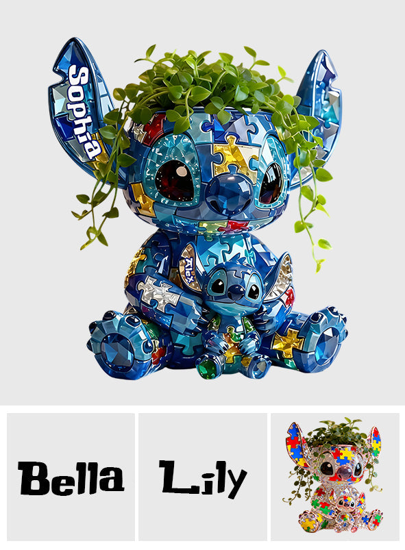 Alien Puzzle Piece - Personalized Autism Awareness Custom Shape Acrylic Flower Vase