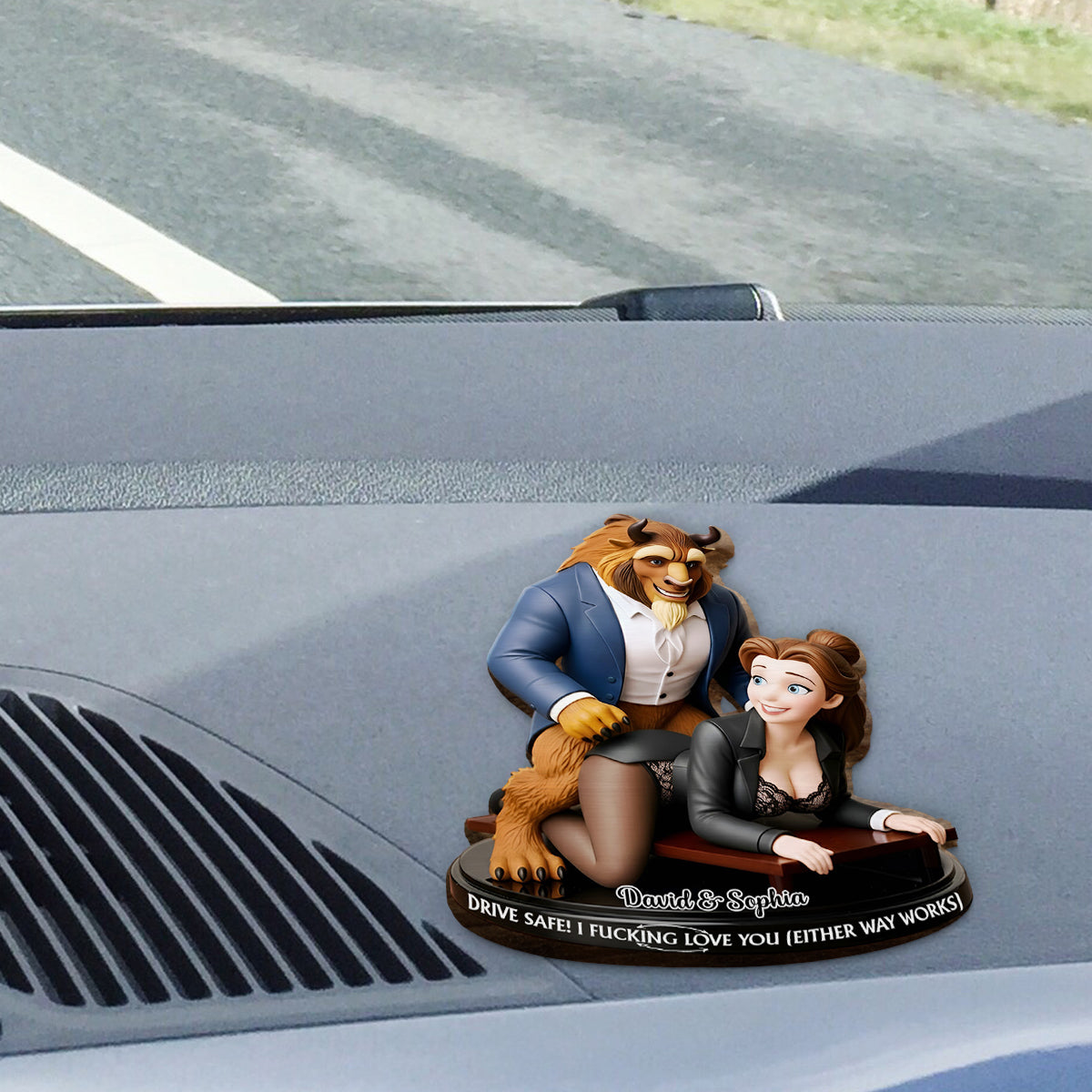Drive Safe My Love - Personalized Couple Shaped Car Visor Clip