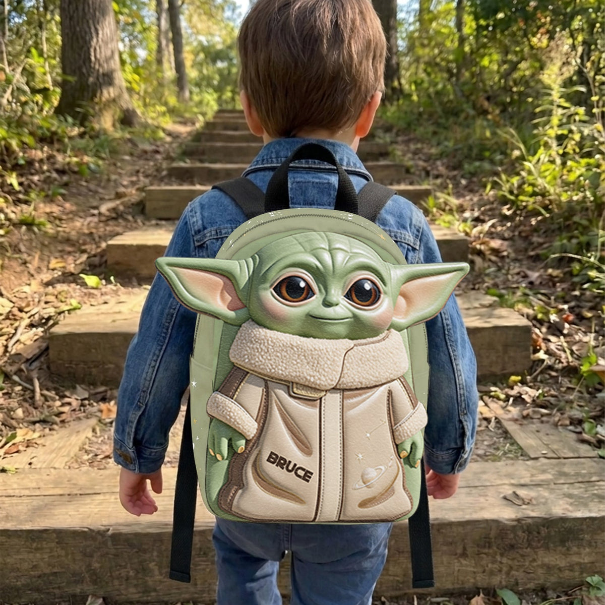 Cute Alien - Personalized The Force Changeable Leather Patch Backpack