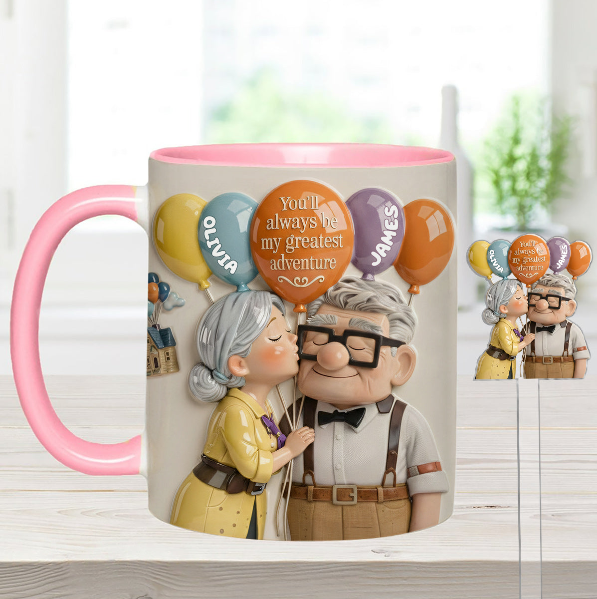 You'll Always Be My Greatest Adventure - Personalized Couple Up Set Accent Mug with Acrylic Stirrers