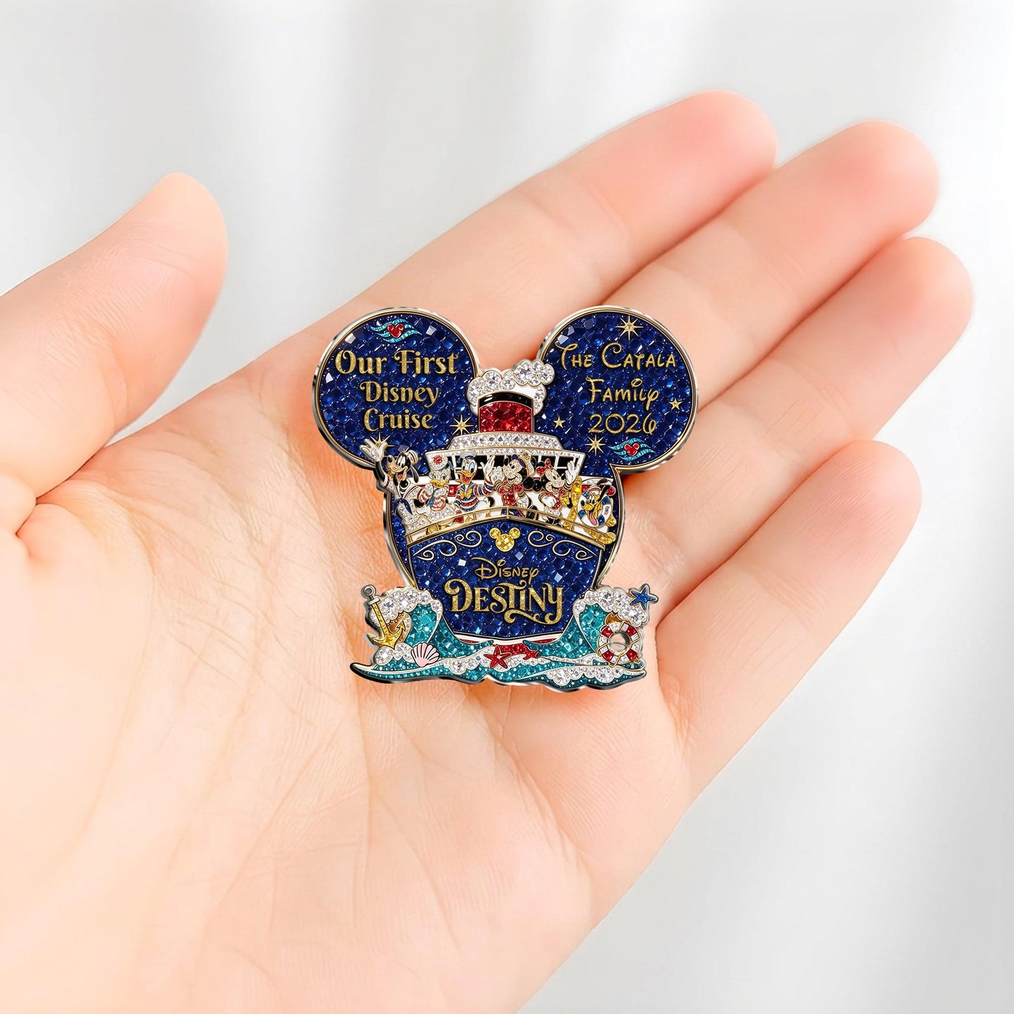Mouse Cruise Ship Family Vacation - Personalized Dream Cruise 3D Embossed Enamel Pin