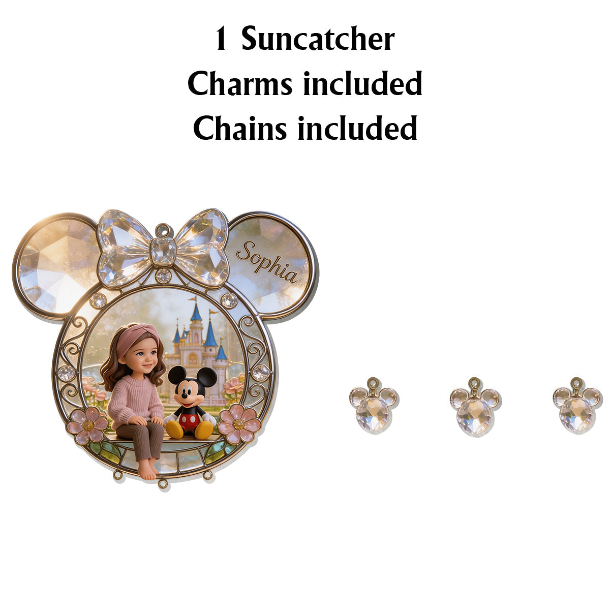 Magical Moments - Personalized Mouse Window Hanging Suncatcher With Custom Charms