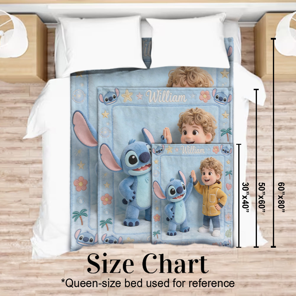 Blue Alien Friend - Personalized Ohana Blanket