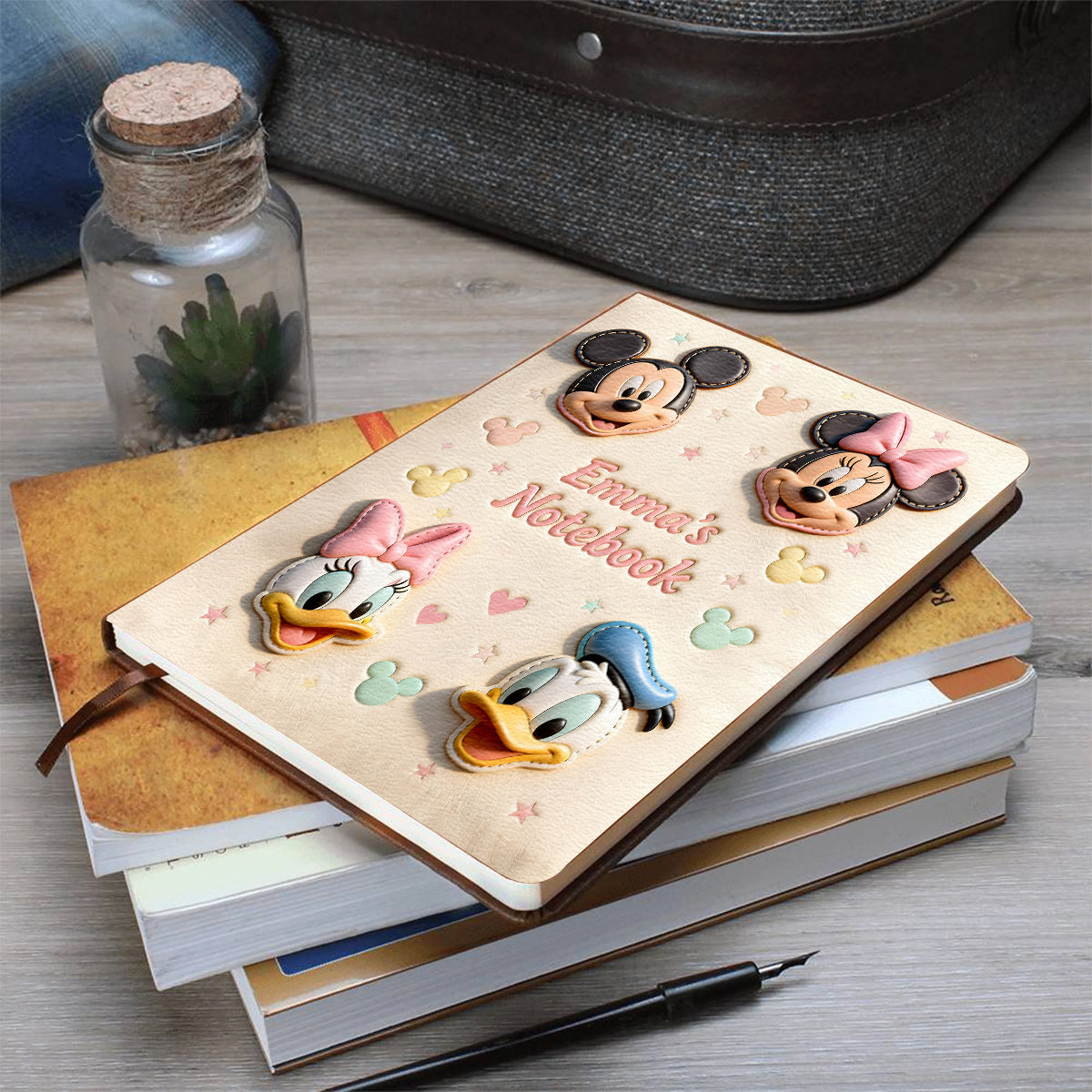 Magical Friends Notebook - Personalized Mouse Leather Journal