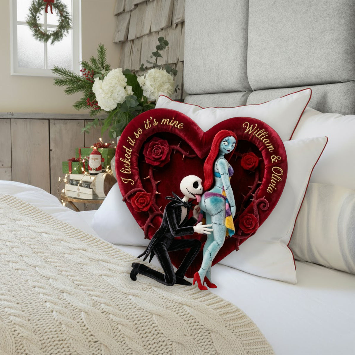 I Licked It So It's Mine - Personalized Nightmare Faux Fur Shaped Pillow