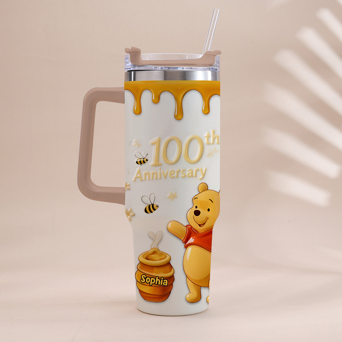 Honey Bear 100th Anniversary - Personalized Mouse Tumbler With Handle