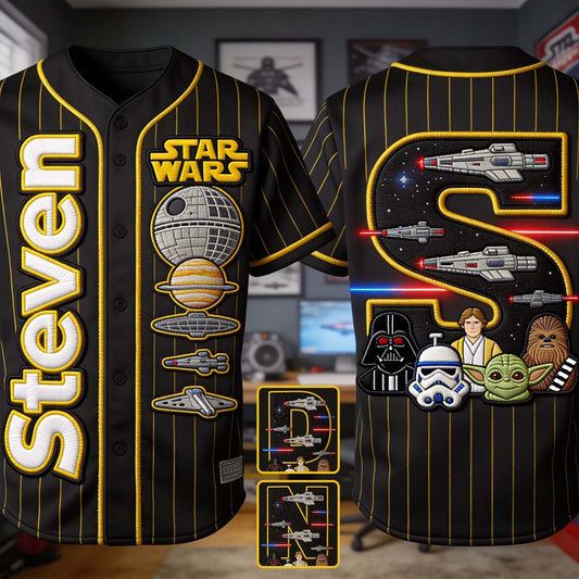 The Force Alphabet Letter - Personalized The Force Baseball Jersey