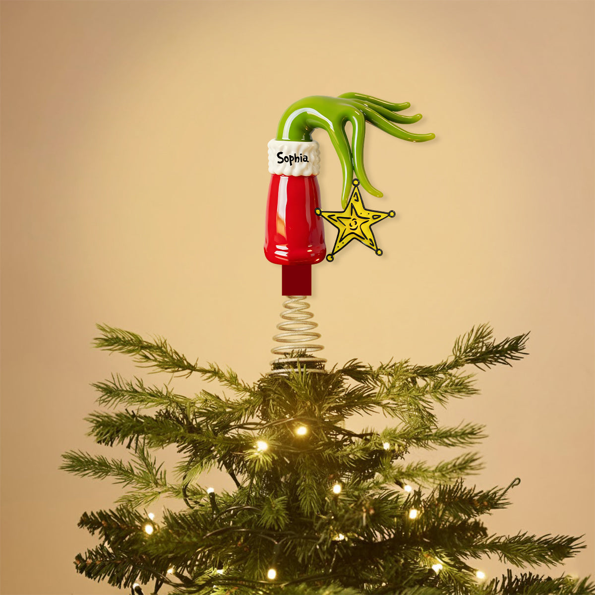 Grinchmas 2025 - Personalized Stole Christmas LED Light Tree Topper